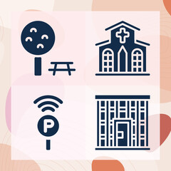 Simple set of architectural detail related filled icons