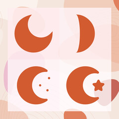 Simple set of lunar month related filled icons