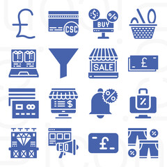 16 pack of filter  filled web icons set