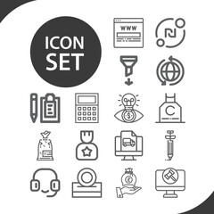 Simple set of treasury related lineal icons.