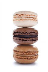 Colorful French Macarons on the white background