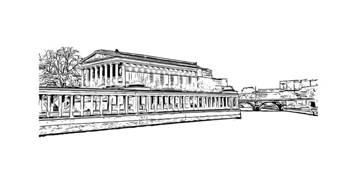 black and white building sketch, cityscape clip art preview