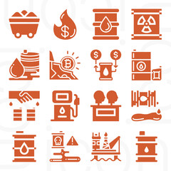 16 pack of fossil  filled web icons set