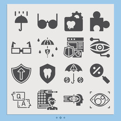 Simple set of solution related filled icons.