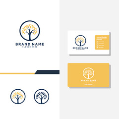 Naklejka premium Tree with leaf logo designs vector