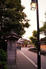 Japanese old town street at Kanazawa Japan.