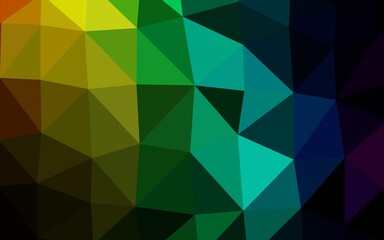 Fototapeta premium Dark Multicolor, Rainbow vector shining triangular pattern.