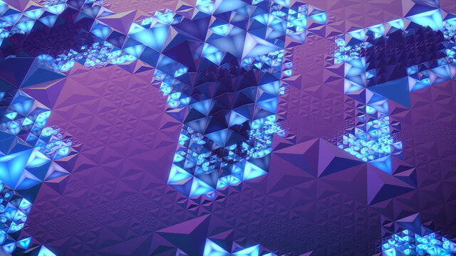 Abstract geometric neon tech pattern. 3D render