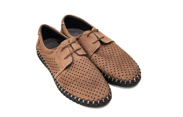 brown male loafers isolated