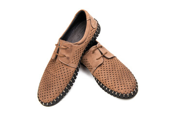 brown male loafers isolated
