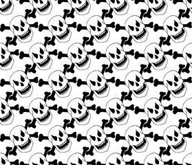 Fototapeta premium Seamless pattern in Doodle style. Illustration on the theme of Halloween. Image with skulls and bones