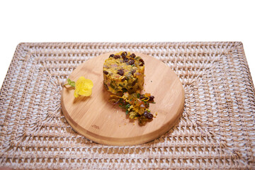 couscous on wooden plate