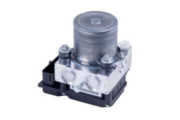 hydraulic unit of the car's braking system on a white background