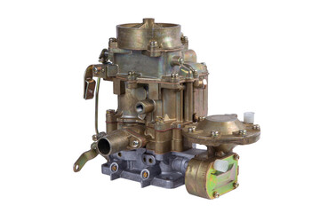 new Russian-made car carburetor on a white background