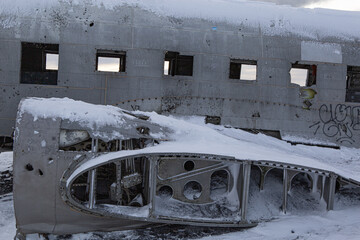 Abandoned plane in snow