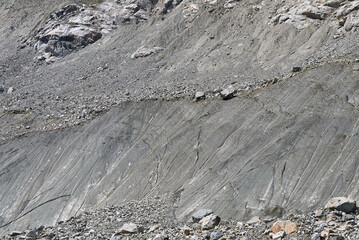 Morteratsch, Switzerland - July 22, 2020 : View of Morteratsch Glacier trail