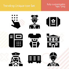 Simple set of patrol related filled icons.