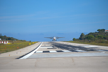 Fototapeta na wymiar plane takes off, from small airport