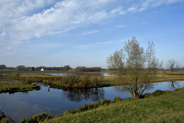 Fototapeta na wymiar Nature reserve with lakes in sunny weather near Paderborn
