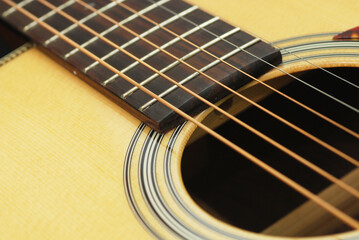 Close up in acoustic guitar