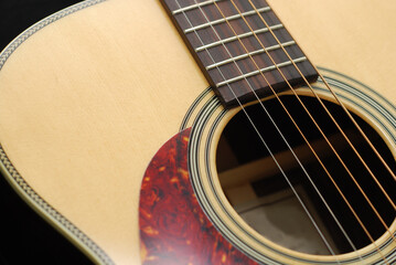 Close up in acoustic guitar