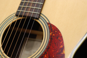 Close up in acoustic guitar