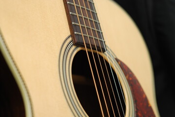 Close up in acoustic guitar