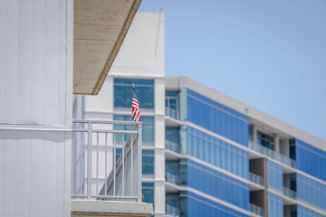 American flag on Balcony in Austin Texas