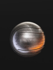 Abstract metal ball isolated on black background, 3d rendering