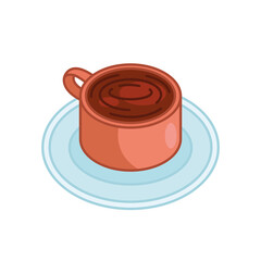 tea mug on plate line and fill style icon vector design