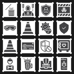 16 pack of fastened  filled web icons set