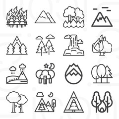 16 pack of tree farm  lineal web icons set