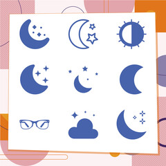 Simple set of 9 icons related to playing period