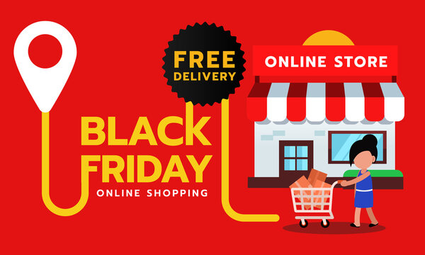 Black friday sale, free delivery for online shopping. Vector illustration
