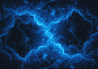 Blue lightning plasma background, abstract electrical illustration