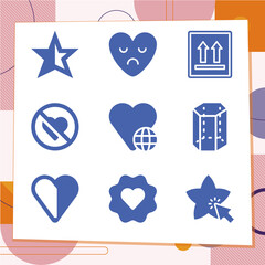 Simple set of 9 icons related to memphis