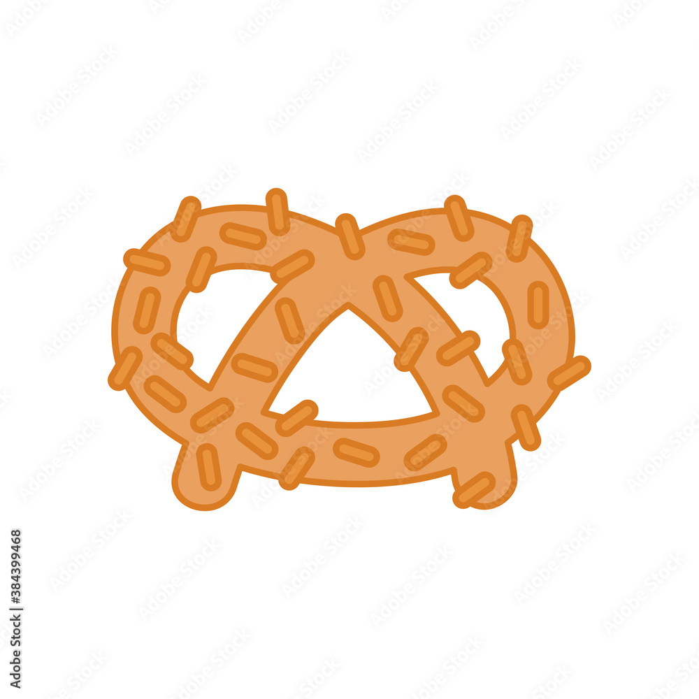 Poster pretzel bread line and fill style icon vector design