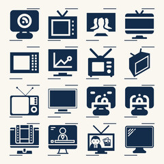 Simple set of cable system related filled icons.