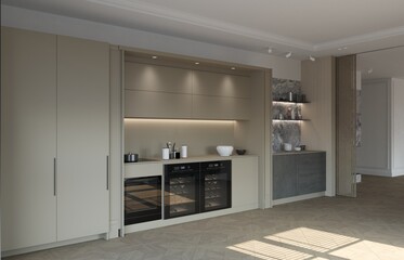 Fototapeta na wymiar kitchen, interior visualization, 3D illustration