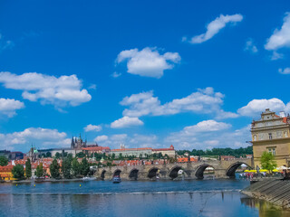 Obraz premium View on city on Vltava river in Prague