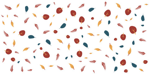 Vector autumn elements. Mushroom, acorn, maple leaves and pumpkin isolated on white background. Perfect for seasonal holidays, Thanksgiving Day