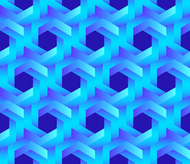 Vector seamless pattern with unreal optical illusion. Hexagon illustration, isometric drawing