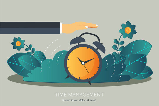 Concept Of Effective Time Management. Flat Vector Illustration