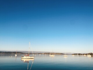 the beautiful ocean and the ships in Tasmania, Australia