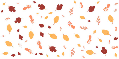 Seamless repeat pattern with autumn leaves illustration. Wallpaper design. Scrapbook page. Vector.