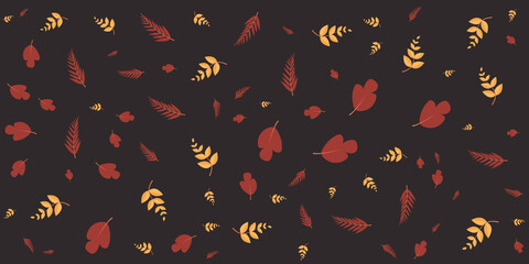 Vector set of abstract backgrounds with copy space for text - autumn fall leaves doodle seamless pattern
