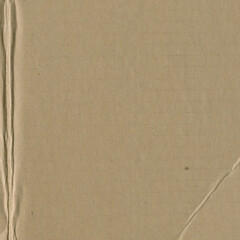 Close up of a light brown vintage rough sheet of carton. Cardboard paper texture with a blank background. Empty papercraft surface. Recycled environmentally friendly material.