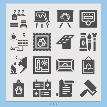 Simple set of depicts related filled icons.