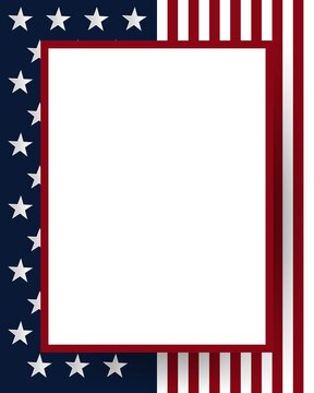 Blue and red USA stars and stripes page border frame design