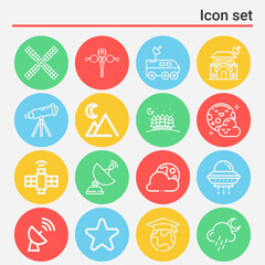16 pack of astronomy  lineal web icons set